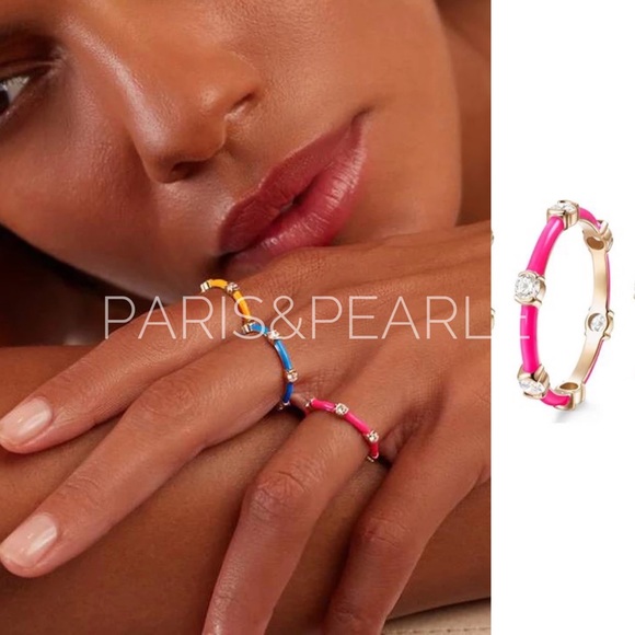 Neon Collection Hot Pink Enamel CZ 14kt GP Ring - Picture 8 of 12